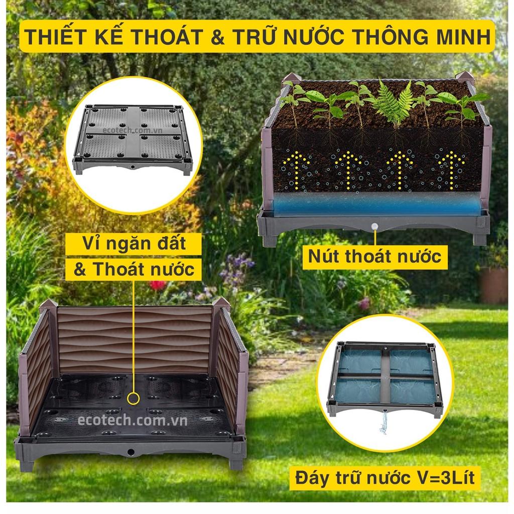 Chậu trồng rau lắp ghép. KT 150x50x23 cm.Đáy thoát nước chống ngập úng.Sang trọng - Thẩm mỹ - Bền hơn 10 năm.Bảo hành 1 năm toàn quốc