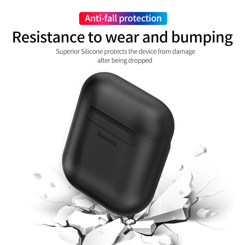 Bao case silicon kiêm sạc nhanh không dây Apple Airpods Baseus (Chống sốc, chuẩn sạc Qi, chứng nhận MFI của Apple) - Hàng chính hãng