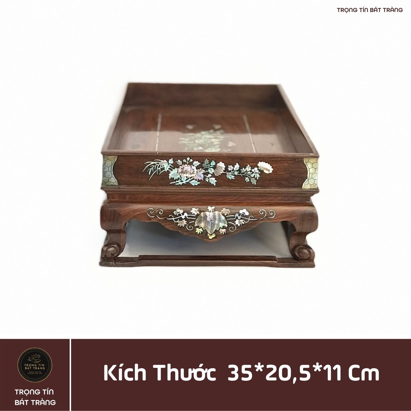 Khay Trà Gỗ Cẩm Hình Chữ Nhật Kích Thước 35*20,5*11 cm KT 86