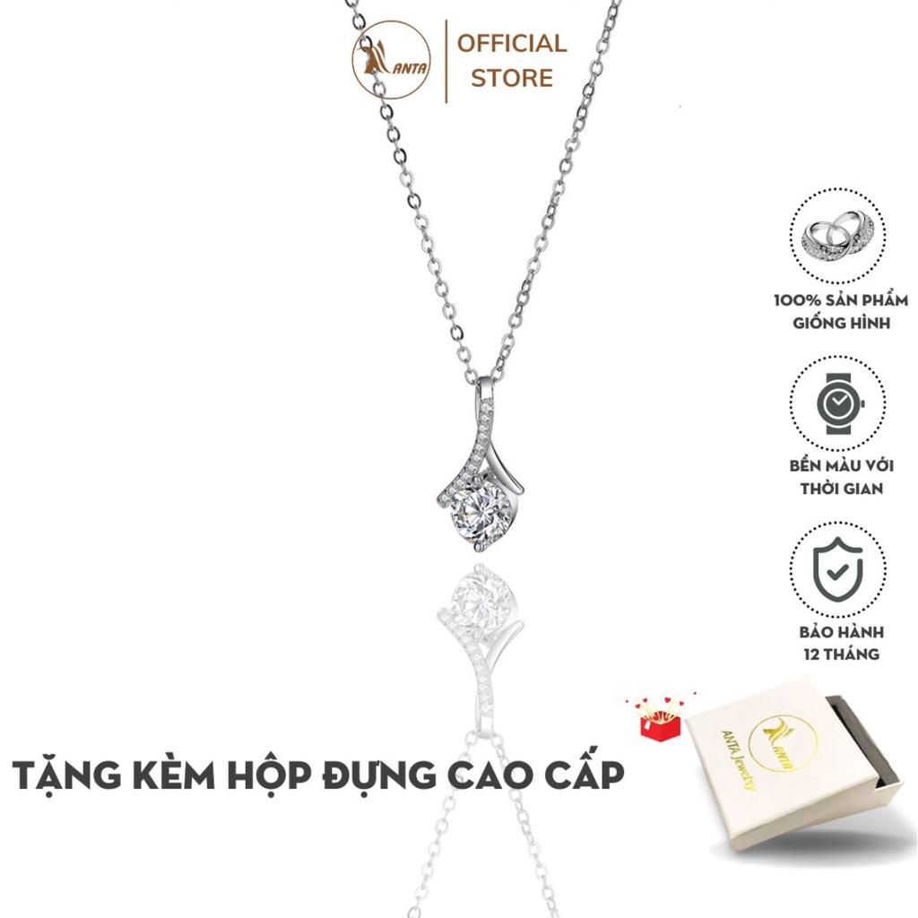 Dây chuyền bạc ANTA Jewlery , vòng cổ nữ mặt xoắn đính đá ATJ9049