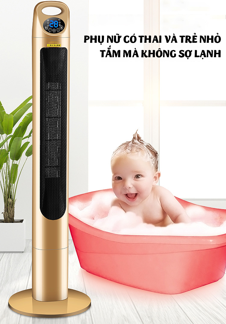 Máy sưởi tháp cỡ lớn kèm điều khiển CMCPY-2001 làm ấm tự nhiên hiển thị nhiệt độ- Màu ngẫu nhiên