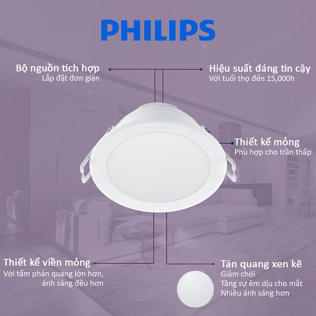 Bộ đèn LED Downlight Meson SSW 3 Màu Ánh Sáng PHILIPS 220V-240V - Thay đổi ánh sáng linh hoạt với một thao tác - Hàng Chính Hãng