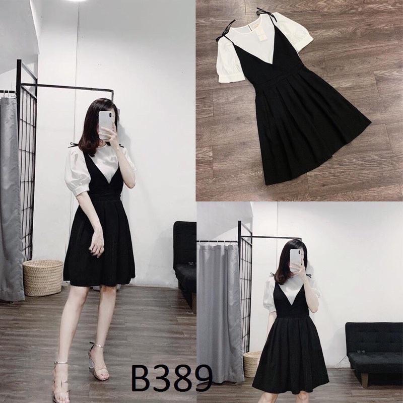 Giảm giá Váy thiết kế Simee cổ yếm phối sơ mi - BeeCost Giảm Giá Váy Thiết Kế Simee Cổ Yếm Phối Sơ Mi - Beecost