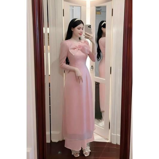 SÉT BỘ ÁO DÀI TAY BỒNG CỔ NƠ