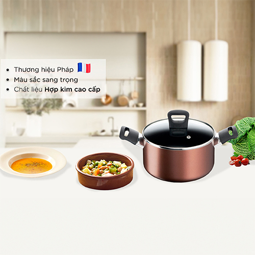 Nồi chống dính nắp kính Tefal Day By Day (20cm/22cm) - Hàng chính hãng
