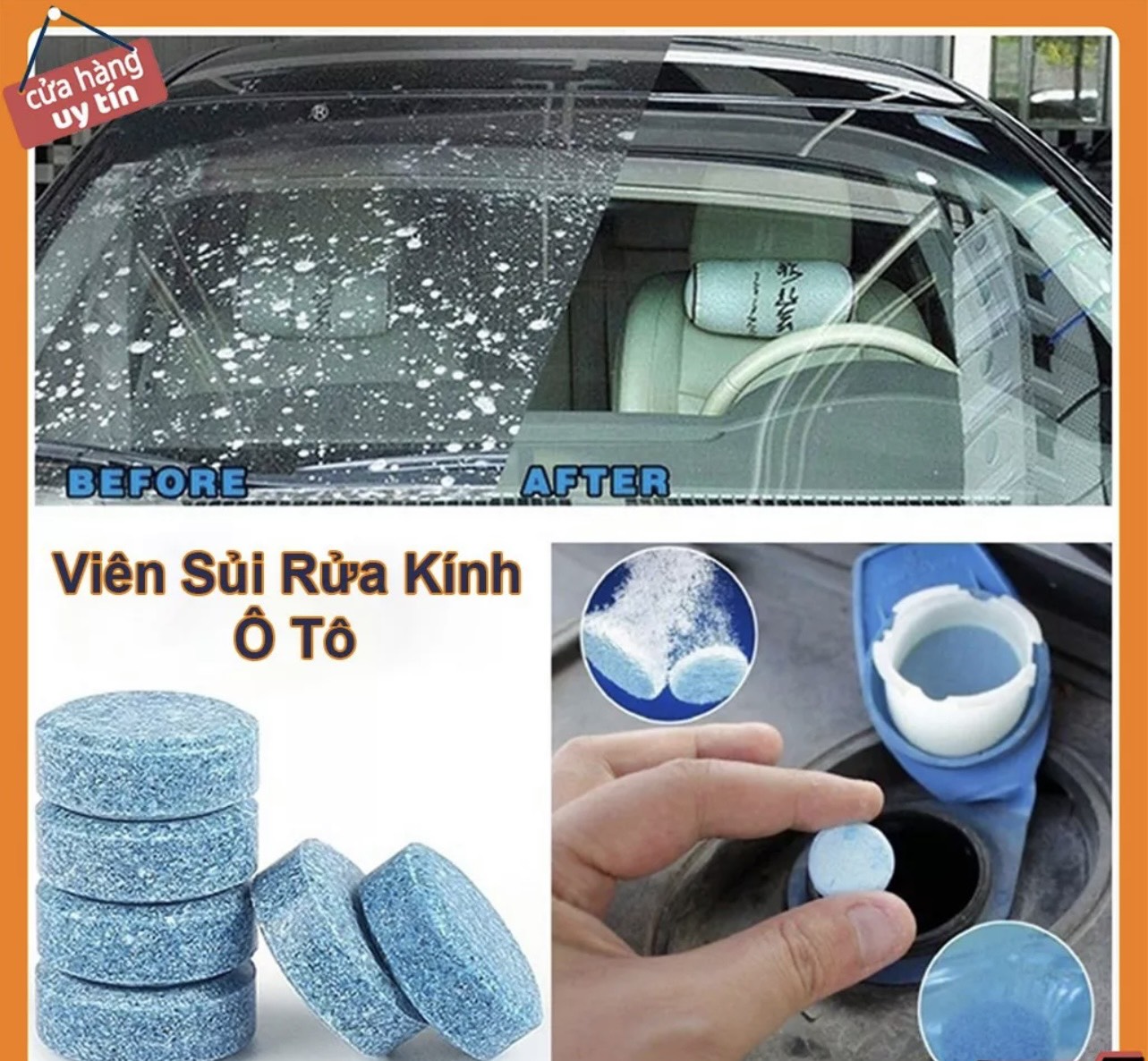 Viên Sủi Rửa Kính Ô Tô - 1 Viên