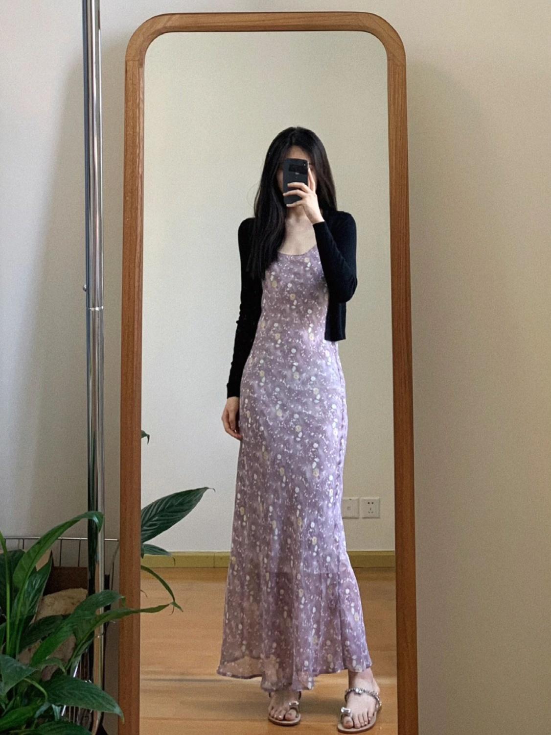 CHENGRUI Phù hợp với phụ nữ 2023 Mùa hè Pure Desire Wind Chipped Sling Dress
