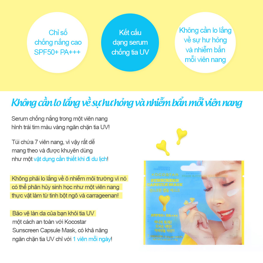 Kem chống nắng dạng viên nang Kocostar Sunscreen Capsule Mask