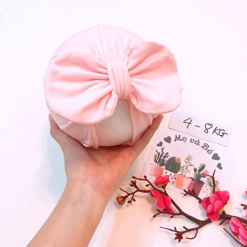 Mũ turban bé gái - hồng baby (4-8kg)