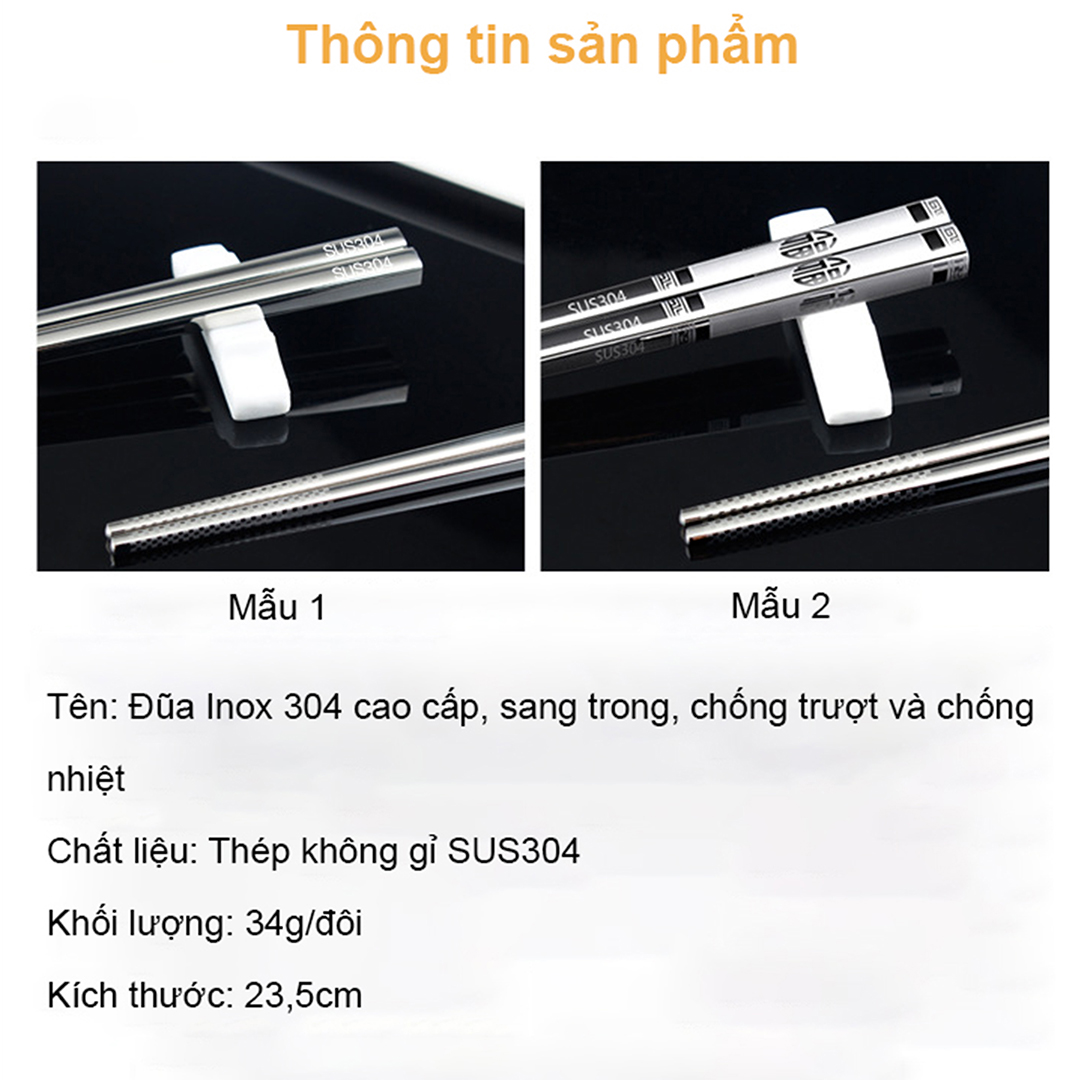 Đũa Inox 304 Ngăn Ngừa Ung Thư Do Đũa Tre Gây Ra, Thiết Kế Sang Trọng, Đẹp, Chống Trượt và Cách Nhiệt Tốt