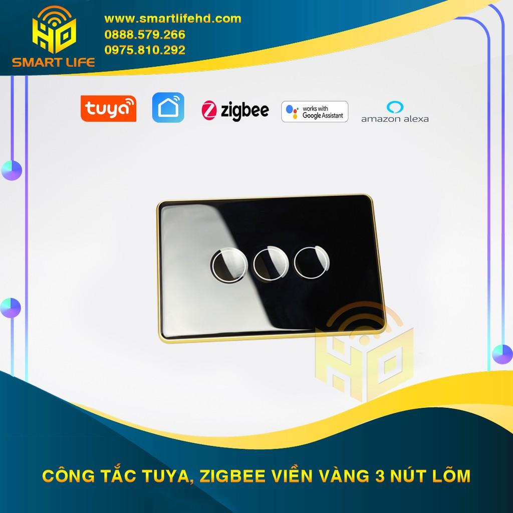 [Hàng chính hãng] Công tắc điện thông minh viền nhôm, 1-4 nút lõm mặt kính cao cấp hệ Tuya - Smart Life, US (Chữ nhật)