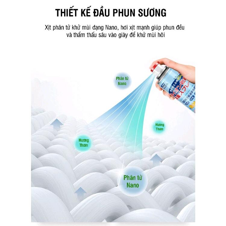 Bình Xịt Khử Mùi Hôi Giày Nhật Bản Hạn Chế MỒ HÔi CHÂN Kháng Khuẩn Mát Lạnh Hương Thơm Giữ Cực Lâu Dài