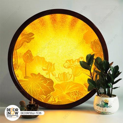 Đèn thờ hoa sen tranh trúc chỉ, đèn trang trí bàn thờ, hào quang điện cho tượng phật, DECORNOW-13 | DECORNOW.VN