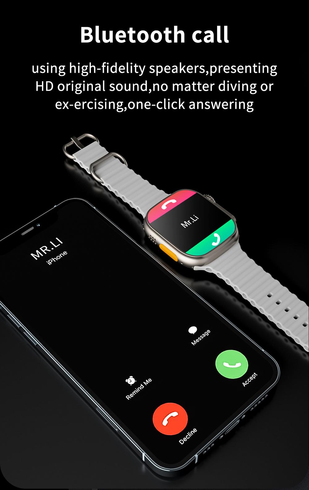 Đồng hồ thông minh mới Ultra Series 8 NFC dành cho nam giới Đồng hồ thông minh 2023 sạc không dây Bluetooth Cuộc gọi cho nam giới Vòng đeo tay thể dục dành cho nữ IOS Điện thoại Android