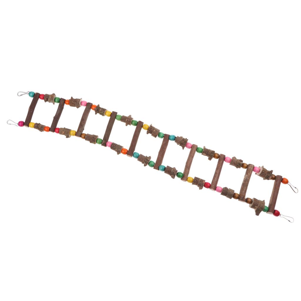 Pet Bird Parrot Toy Wooden Ladder Bridge Swings Hanging Ladders 80cm