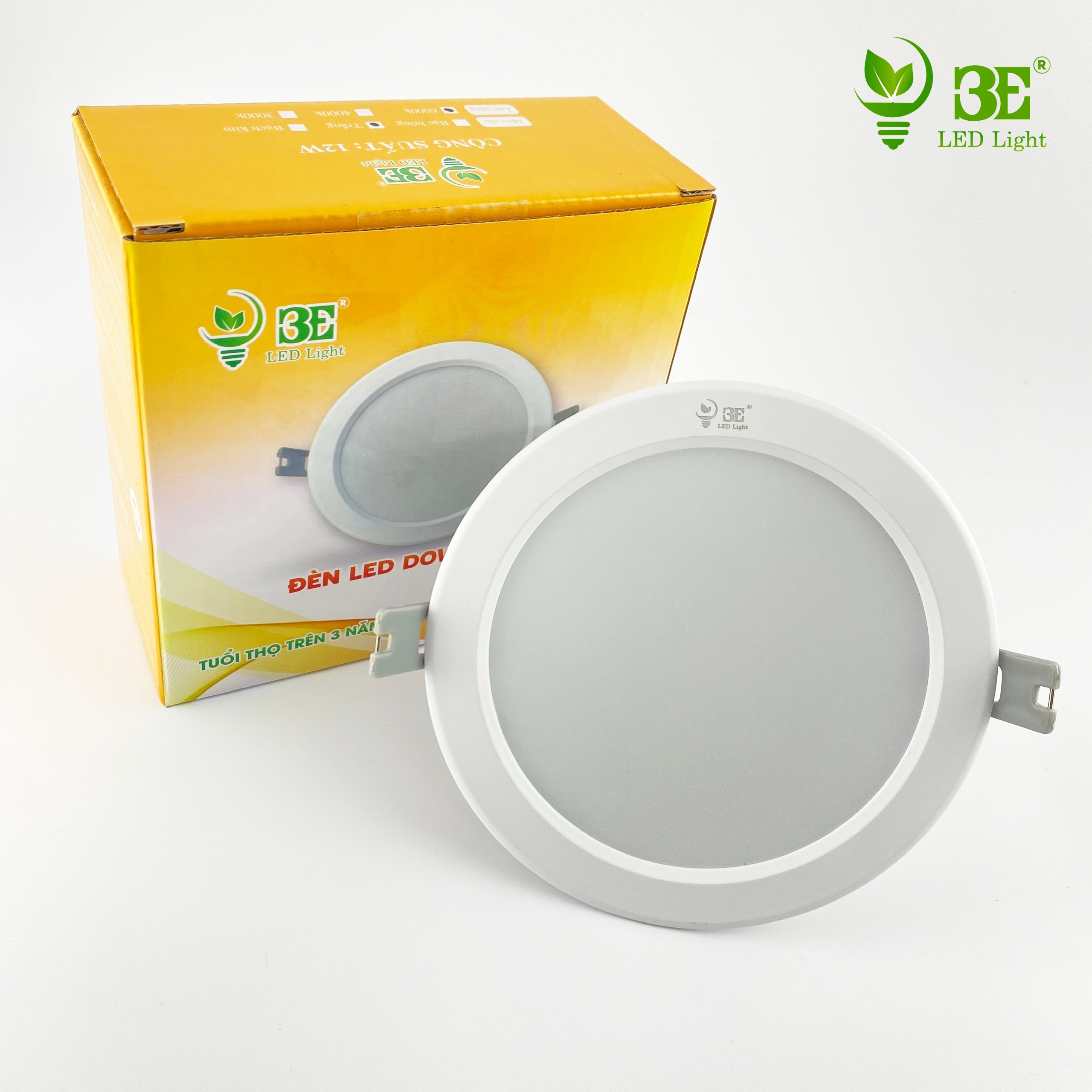 Đèn Led Âm Trần Tròn 3E LED LIGHT Công Suất 8W / 12W Ánh Sáng Trắng 6500K