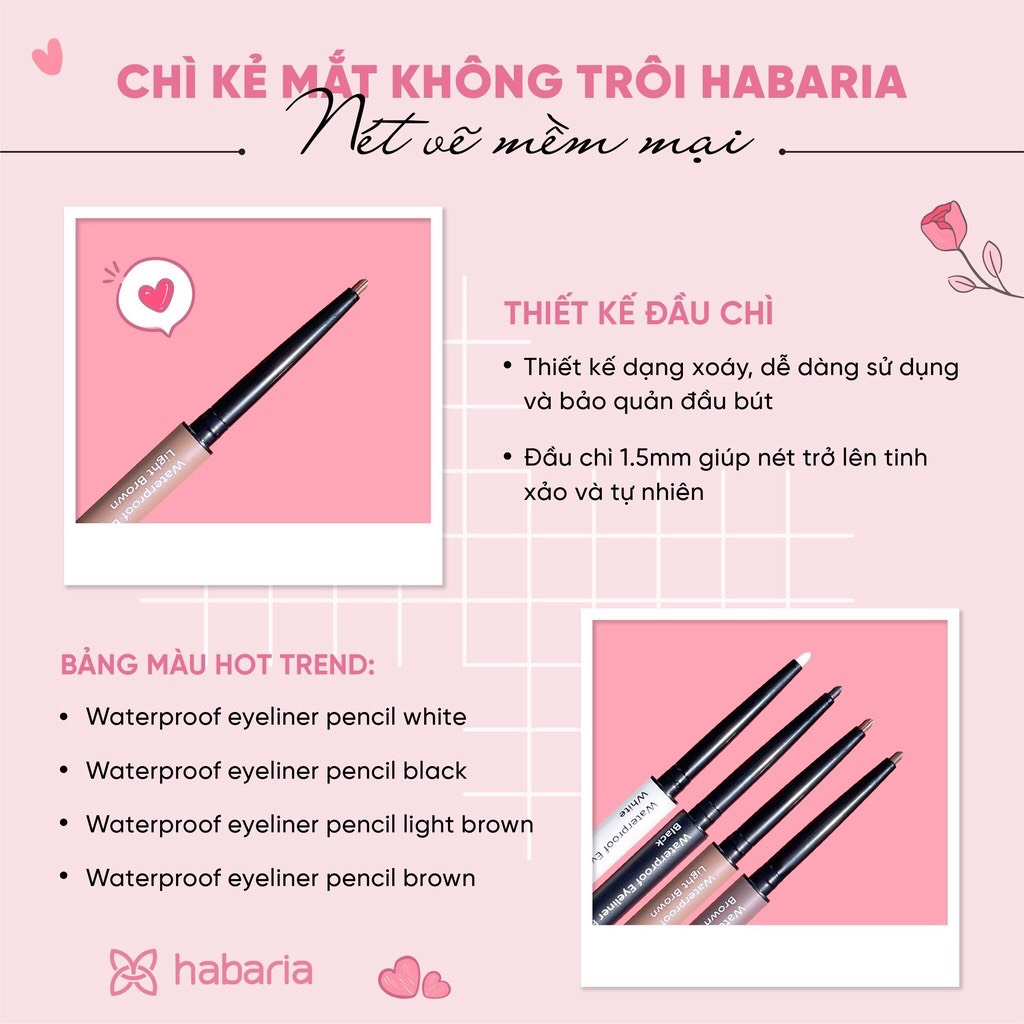 Chì kẻ mắt không trôi Habaria Waterproof Eyeliner Pencil