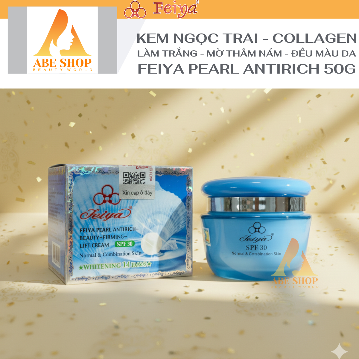 Kem FEIYA Ngọc Trai 50g - Làm Trắng - Giảm Thâm Nám - Cải Thiện Da Tối Màu - Chống Lão Hóa