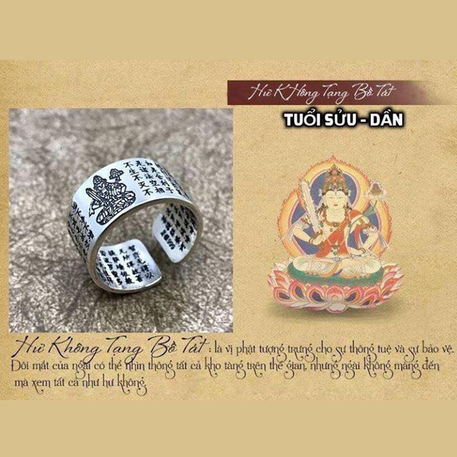 Nhẫn Bát Nhã Tâm Kinh- Phật Hộ Mệnh Tuổi Sửu Bạc Thái 9999 AKO1-2