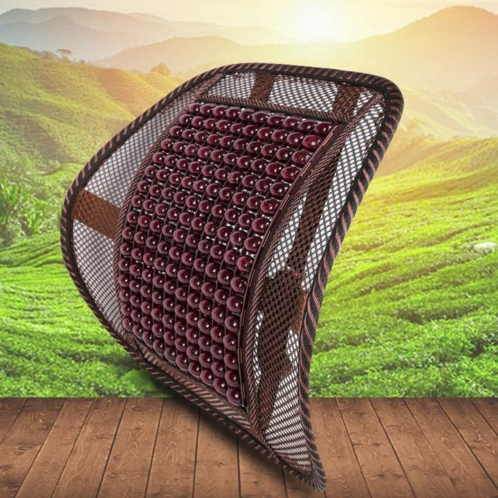Tựa lưng lưới đan hạt gỗ cho ghế ô tô và văn phòng chống mỏi lưng