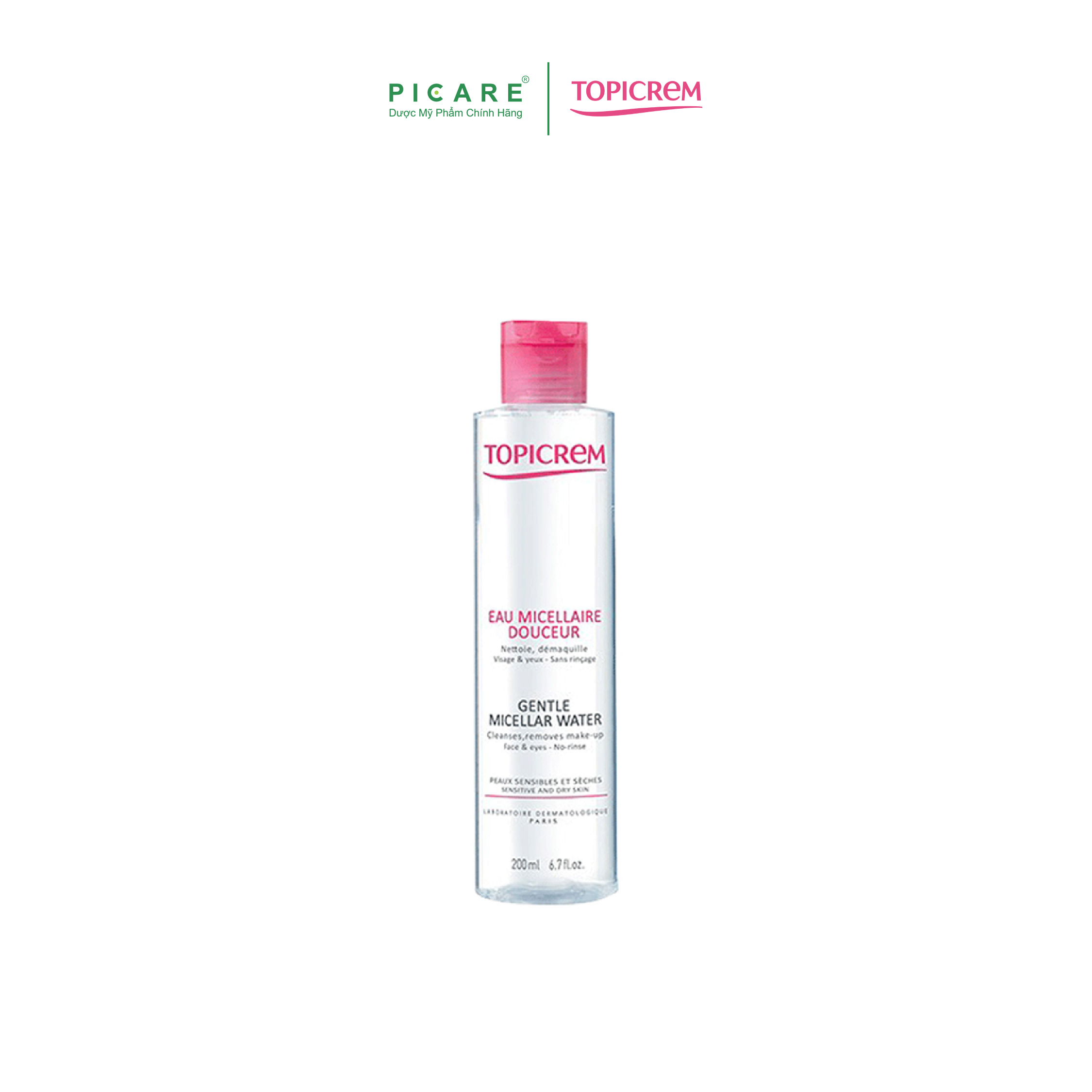 Nước Tẩy Trang Giúp Làm Sạch Nhẹ Nhàng Và Dưỡng Ẩm Dành Da Mặt Và Da Vùng Mắt Topicrem Gentle Micellar Water 200ml