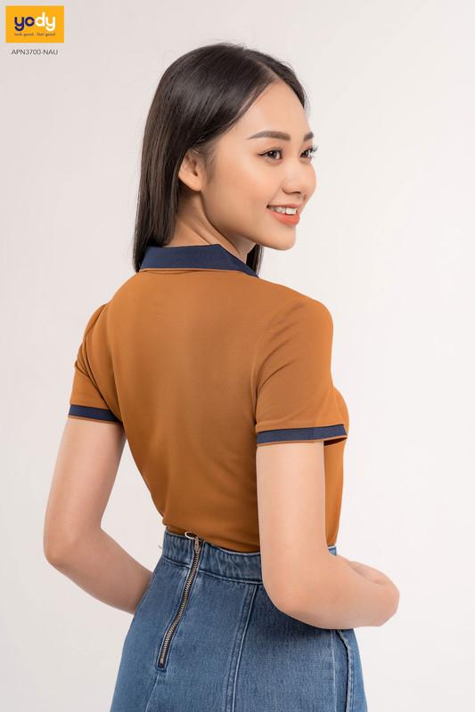 Áo Polo Nữ YODY Phối Nẹp Thoải Mái Năng Động Chất Liệu Cafe Khử Mùi Tốt - APN3700
