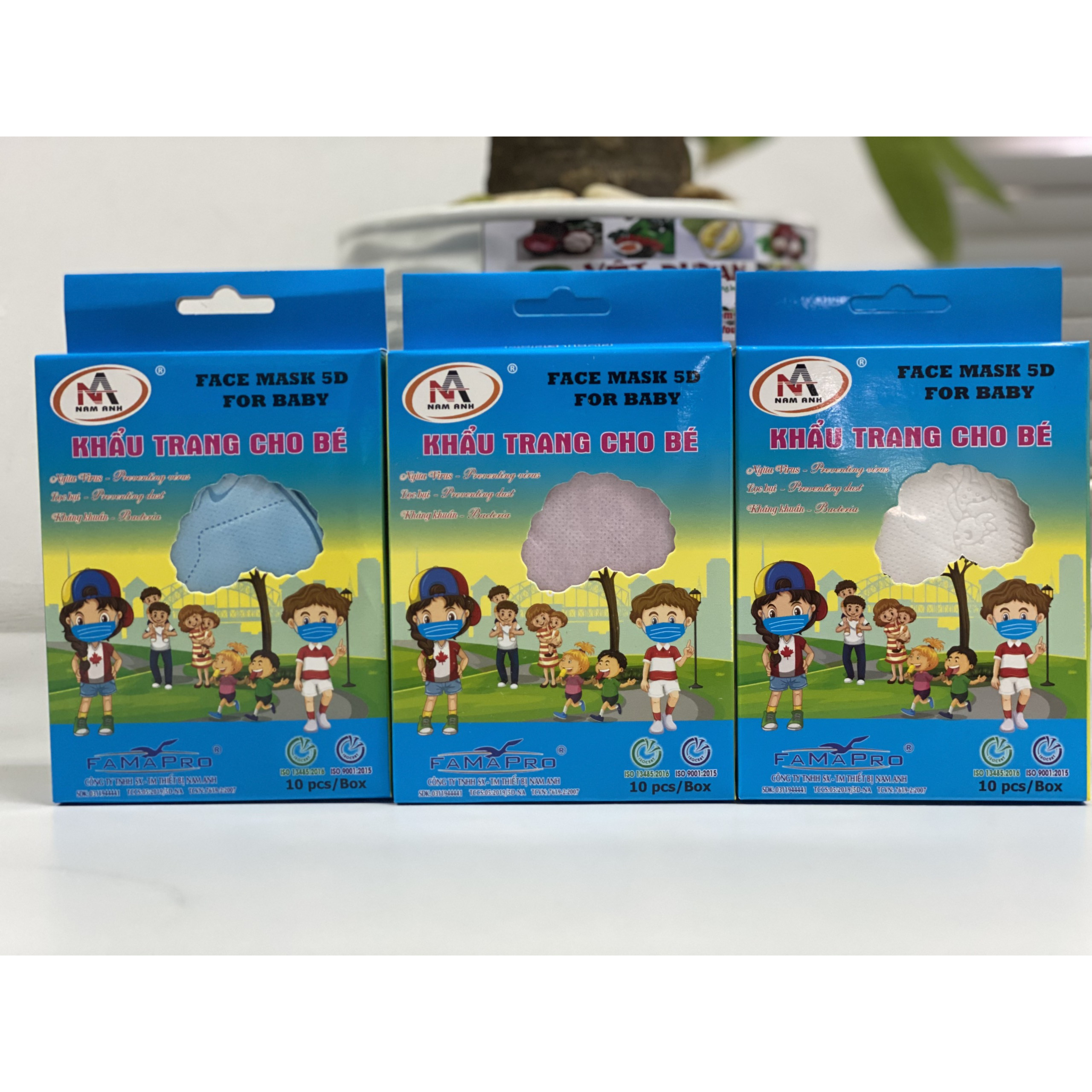 Combo 2 hộp khẩu trang y tế trẻ em 5D Nam Anh - 1 hộp 10 cái