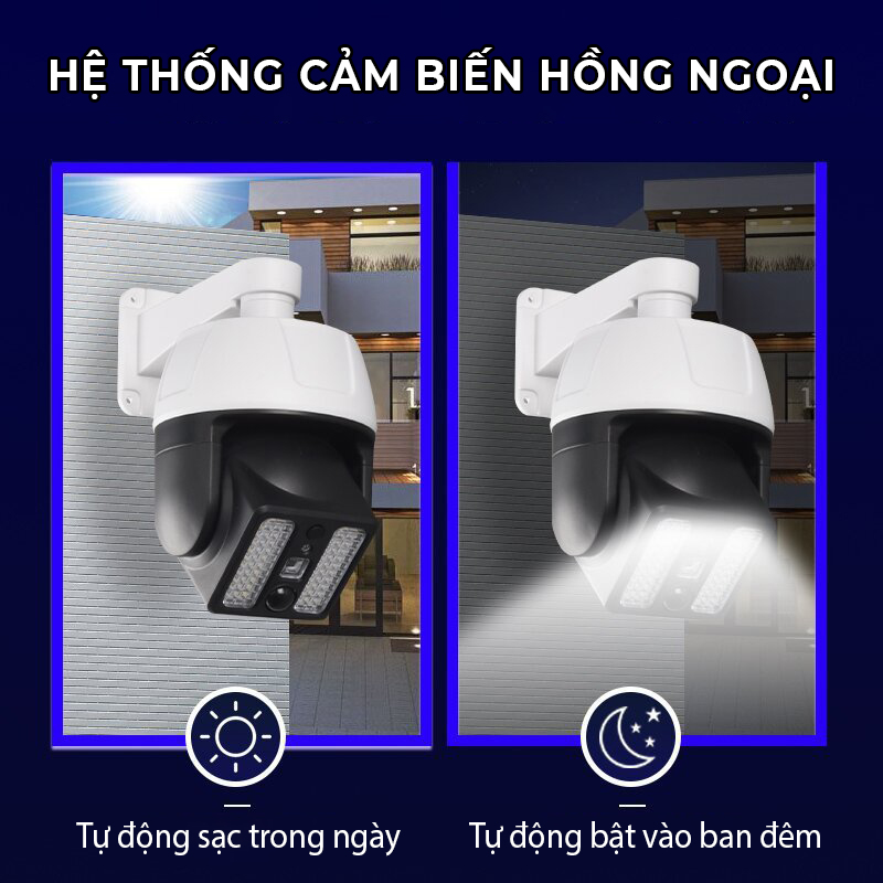 Đèn năng lượng mặt trời - Đèn Tường Giả Camera HW-5118-2, dễ lắp đặt-K1533