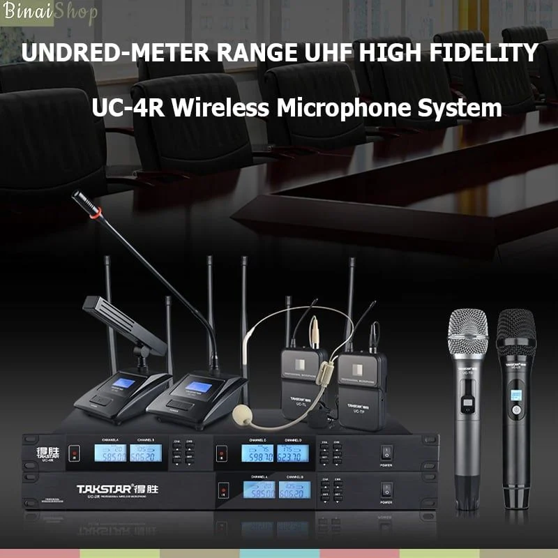 Takstar UC-4R - Micro Không Dây UHF Cho Karaoke, Hội Nghị, Giảng Dạy, Phát Thanh Phạm Vi Thu 100m - Hàng Chính Hãng