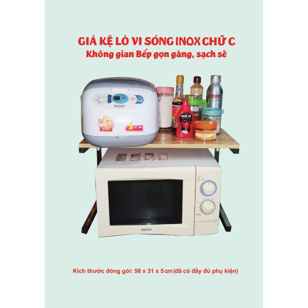 Kệ Để Lò Vi Sóng Chữ C 2 Tầng Mặt Gỗ MDF