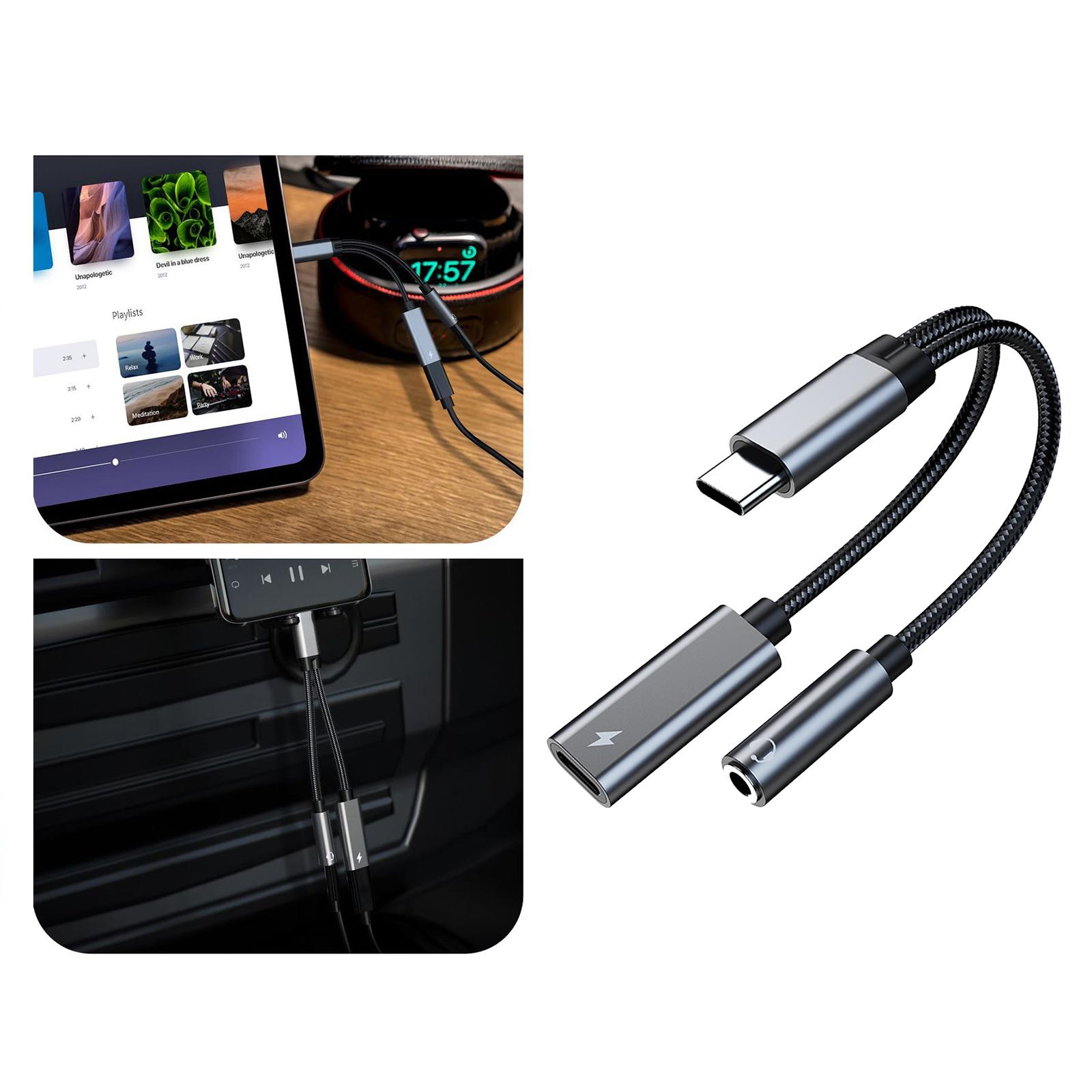 2 in 1 USB C to 3.5mm Audio Adapter,USB Type C to 3.5mm Headphone and Charger Adapter and Fast Charging Dongle Compatible with  S21 S20 S20+