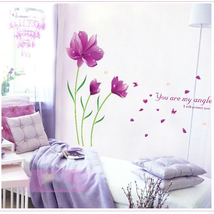 Decal dán tường Hoa cánh bướm tím AmyShop DH068