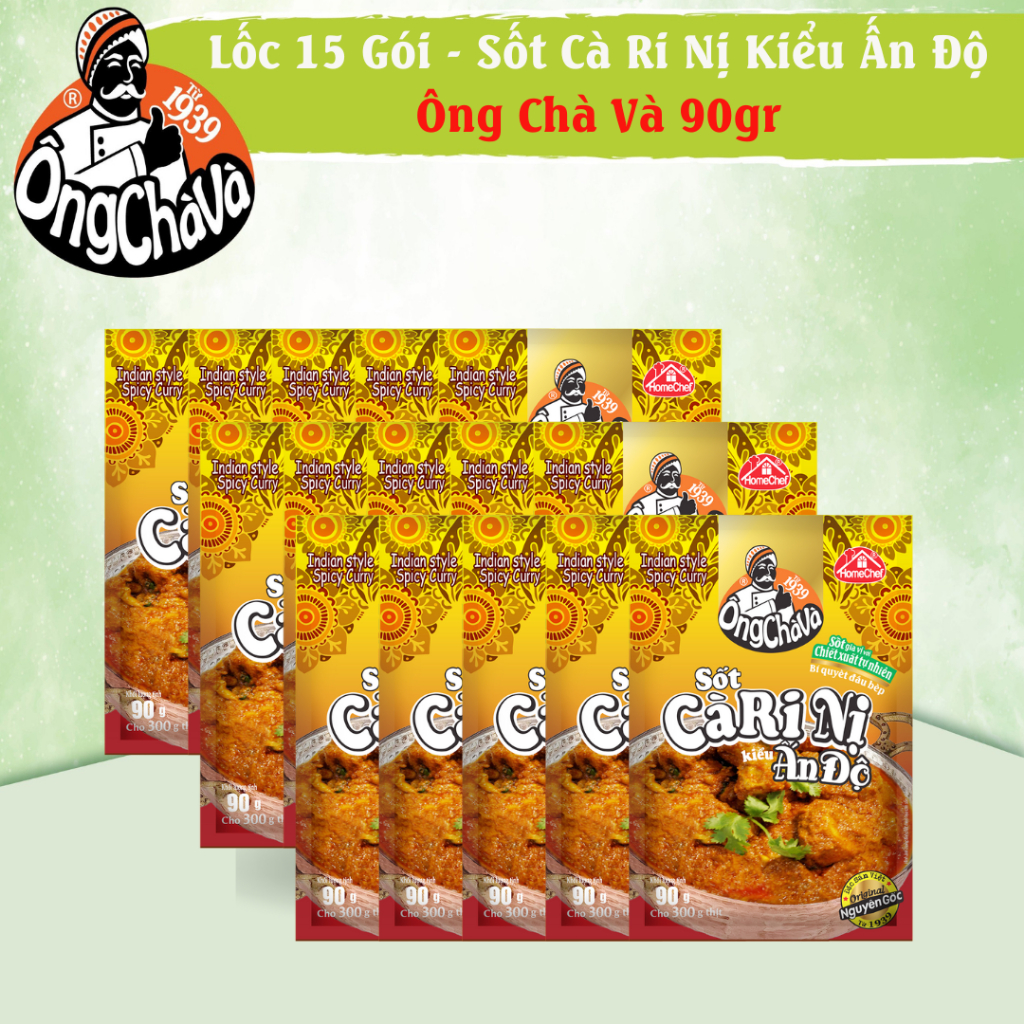 Lốc 15 Gói Sốt Cà Ri Nị Kiểu Ấn Độ Ông Chà Và 90g (Indian Style Spicy Curry)