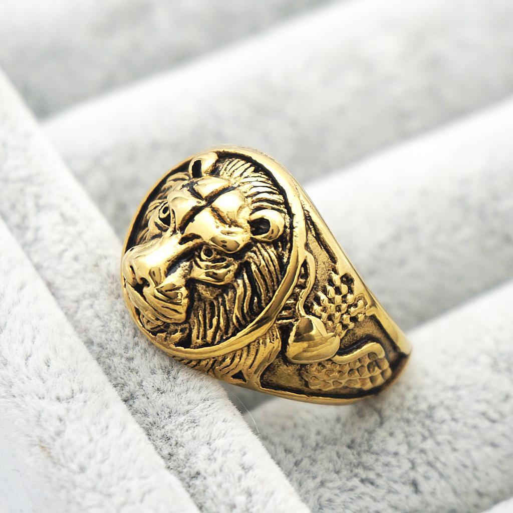 Lion  Stainless  Head Rings Punk Gothic