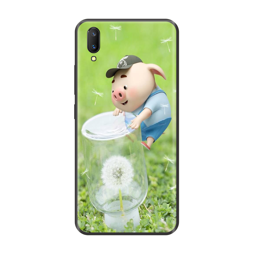 Ốp lưng cao cấp cho điện thoại VIVO V11 in hình Heo và Hoa Bồ Công Anh