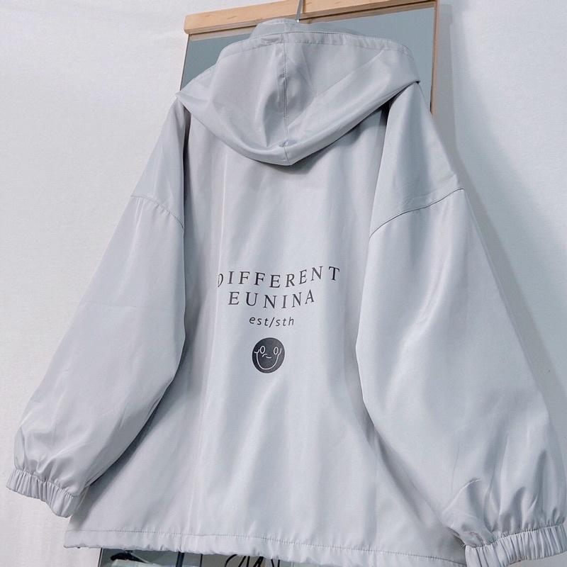 Áo Khoác Dù 2 lớp Form Rộng NINA màu ĐEN/XÁM Nam Nữ Unisex Áo Jacket dây kéo Ulzzang Jaystoree