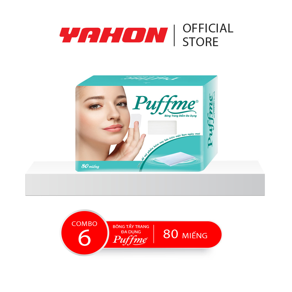 Combo 6 Hộp Bông Tẩy Trang Đa Dụng PUFFME, 80 Miếng/Hộp