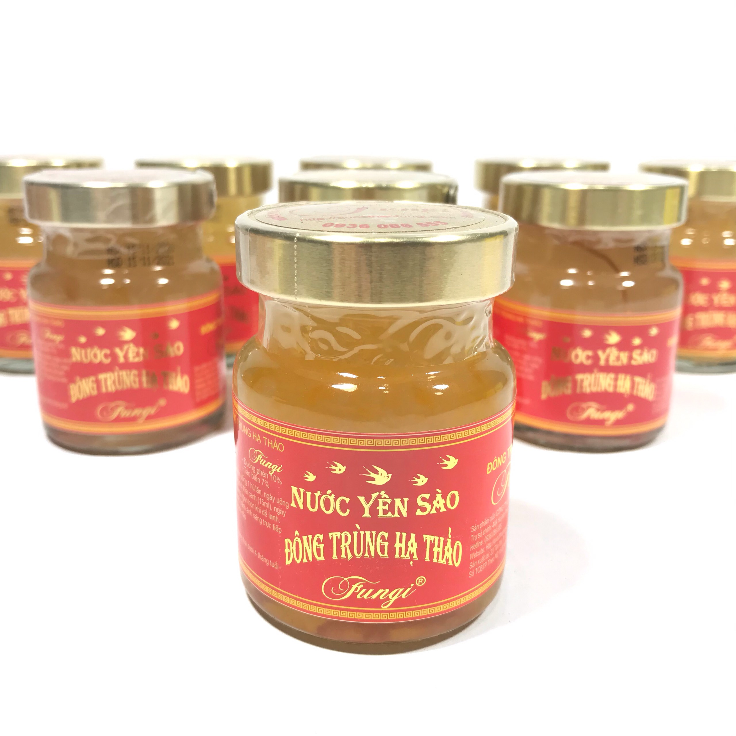 Yến Sào Đông Trùng Hạ Thảo Fungi Hộp 6 hũ 70ml (15% yến 15% Đông Trùng)