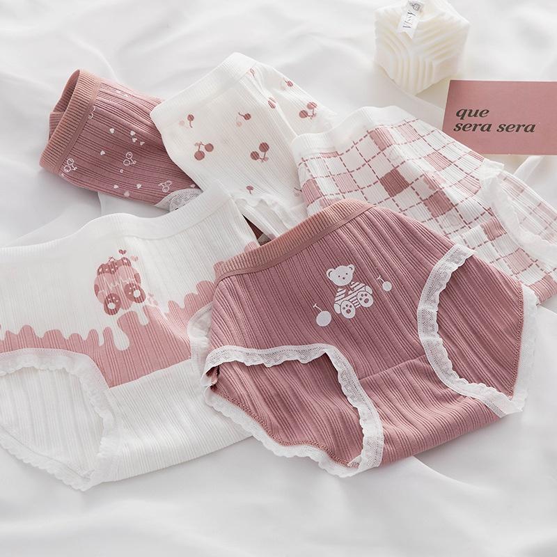 Quần Lót Nữ Cotton Hình Tim-Cherry Ngang Eo Thời Trang . Hàng Loại Đẹp.