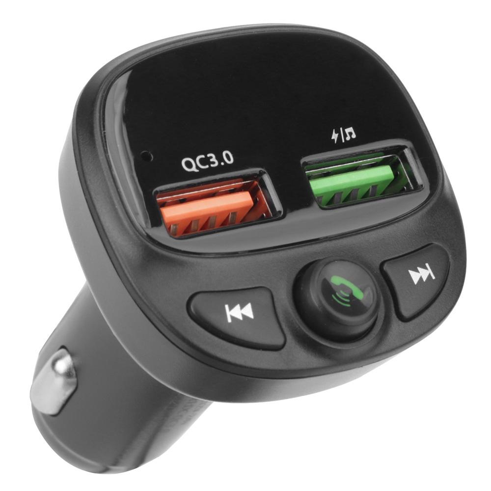 Tẩu sạc hai cổng USB Bluetooth 5.0 QC 3.0 có đèn LED hỗ trợ thẻ nhớ TF/ máy nghe nhạc MP3 rảnh tay cho xe hơi