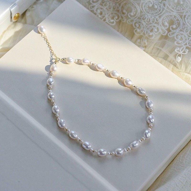 Dây Chuyền Vòng Cổ Choker Phong Cách Vintage Xinh Xắn Cho Nữ Ngọc Trai Nước Ngọt - Trường Thịnh Ngọc Trai