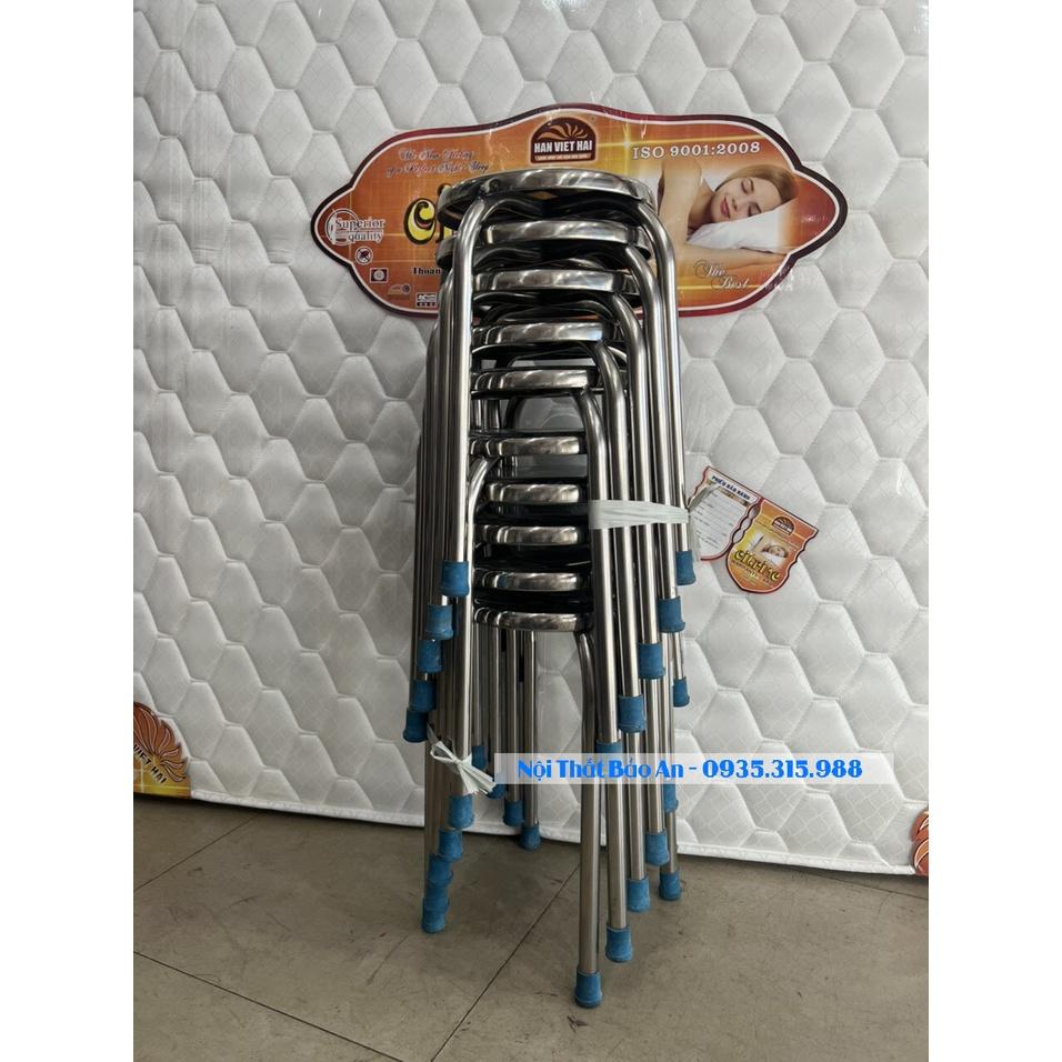 Ghế đẩu inox 304 chân cao Bảo An loại cao cấp mẫu mới