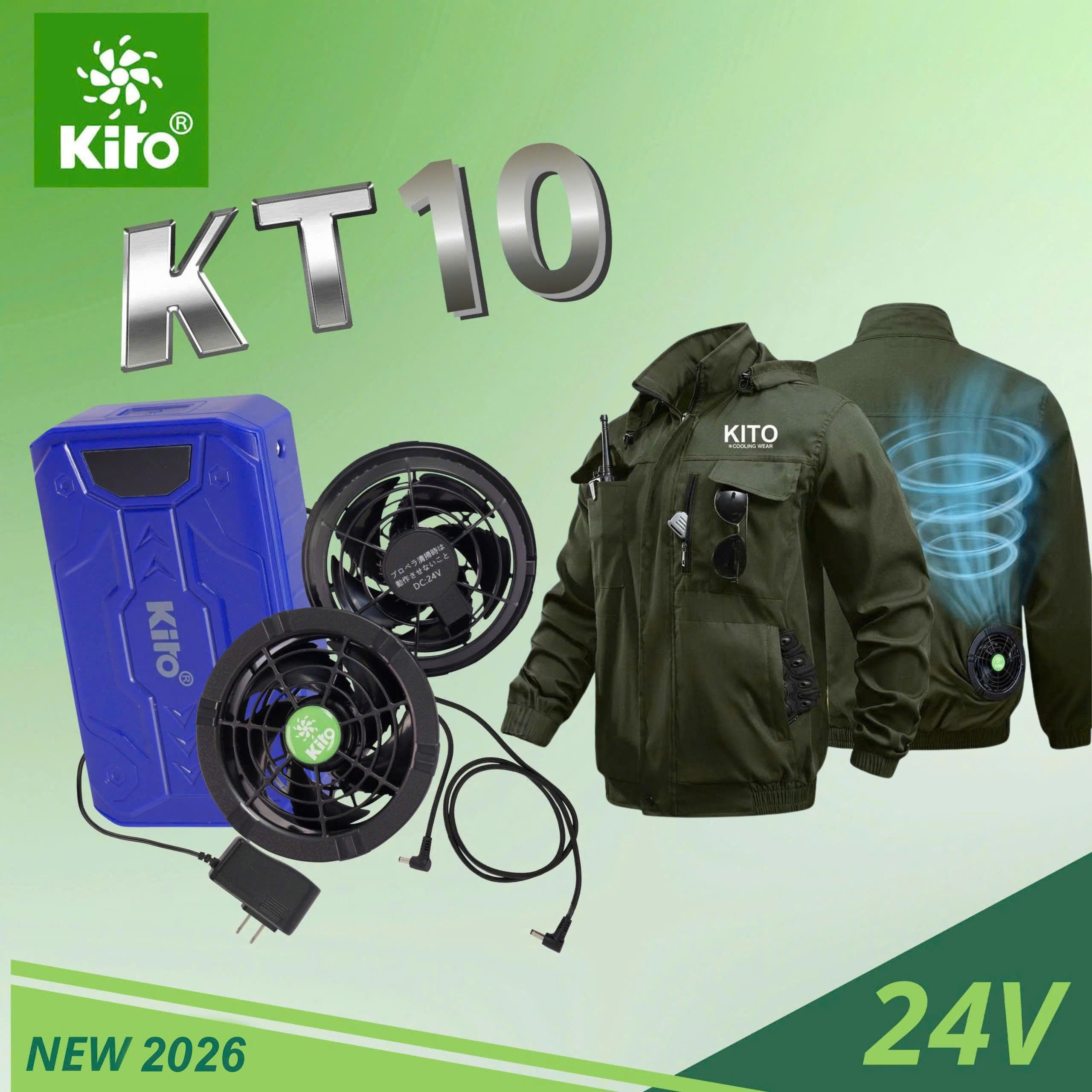 Bộ áo điều hòa KITO NEWPRO KT10 thế hệ mới nhất 2026 quạt 24V siêu bên ,chống chai ,chống phồng