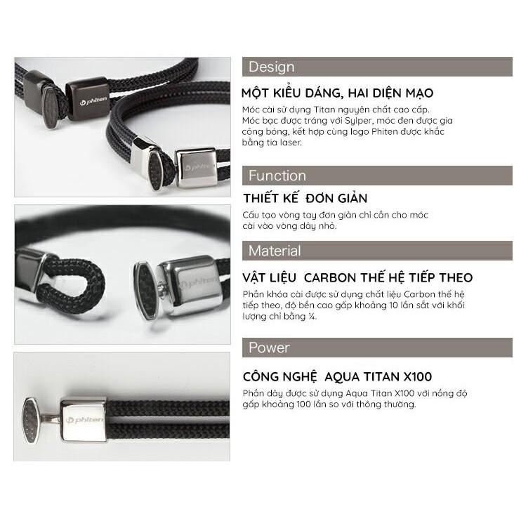 Vòng tay Phiten Rakuwa x100 carbon TG635025/TG635027/TG635125/TG635127 - Đen