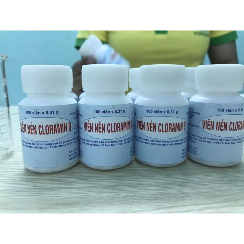 Viên nén Cloramin B 26% Ceteco Việt Nam khử trùng nước, Ngăn ngừa khử khuẩn đồ dùng gia đình, y tế (Hũ 100v)
