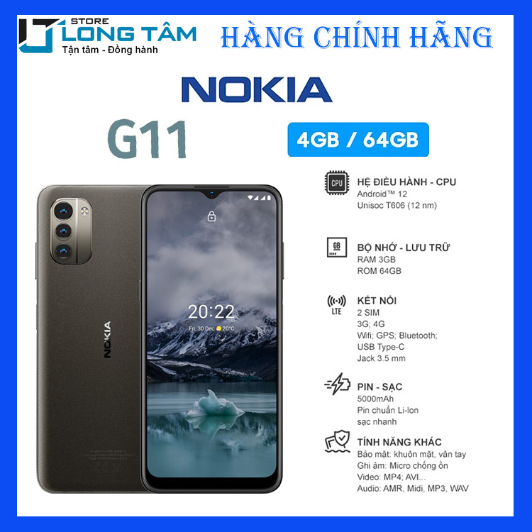 Điện thoại Nokia G11 (4/64G) - Hàng chính hãng - Giá rẻ - pin lâu