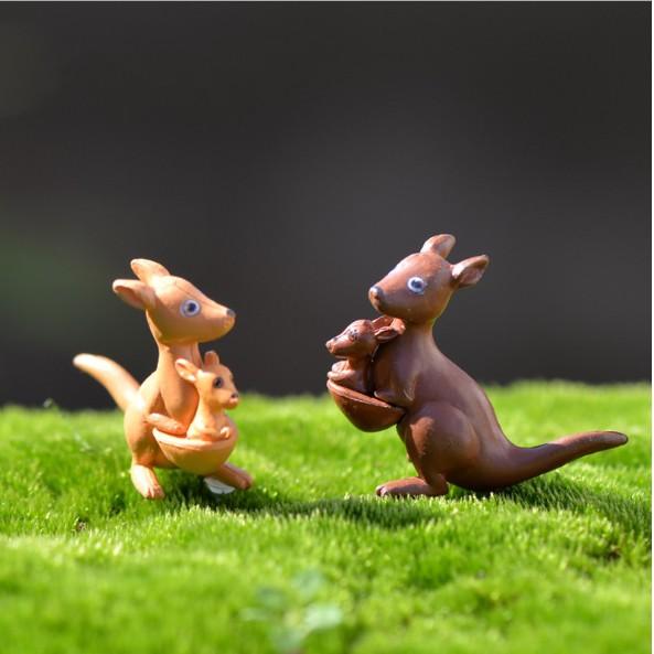 Combo mô hình đôi chuột túi Kangaroo trang trí tiểu cảnh, móc khóa, DIY