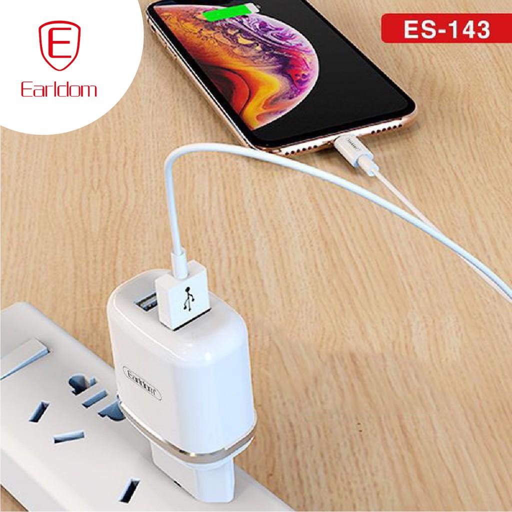 Bộ sạc Earldom ES-143 hỗ trợ 2 cổng USB, 3 dây sạc - Hàng chính hãng