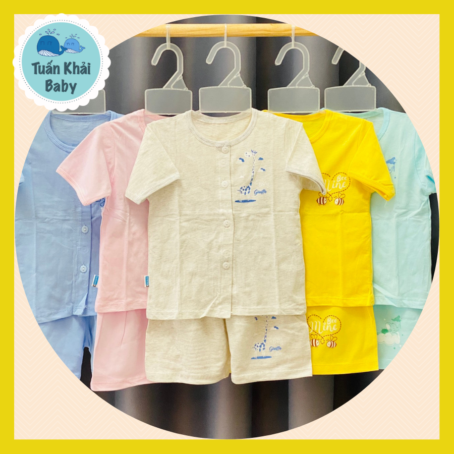 Combo 3 Bộ quần áo sơ sinh cotton Thái Hà Thịnh - Mẫu Áo Tay Ngắn Cài Giữa - Size 1-5 cho bé sơ sinh -12kg