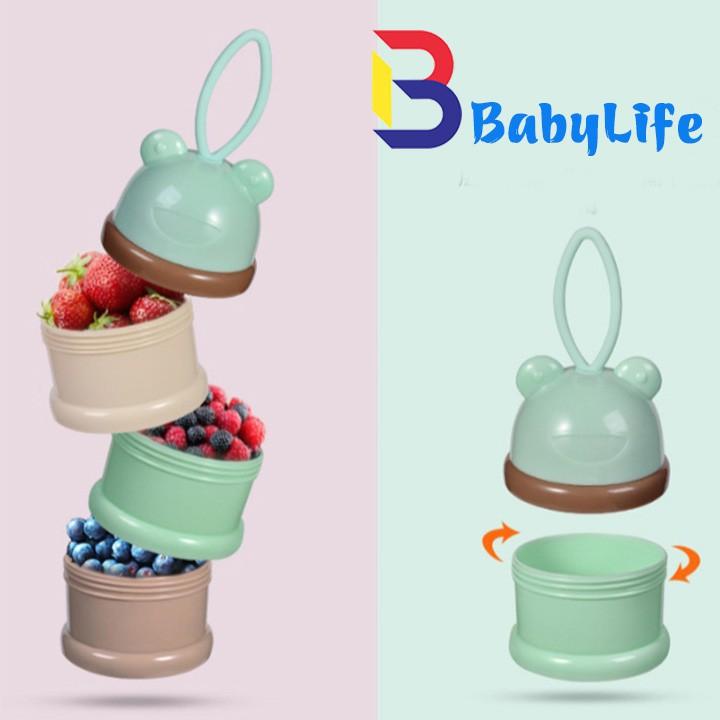 Hộp chia sữa 3 tầng cao cấp hình thú có quai xách, hộp trữ đồ ăn dặm cho bé tiện dụng